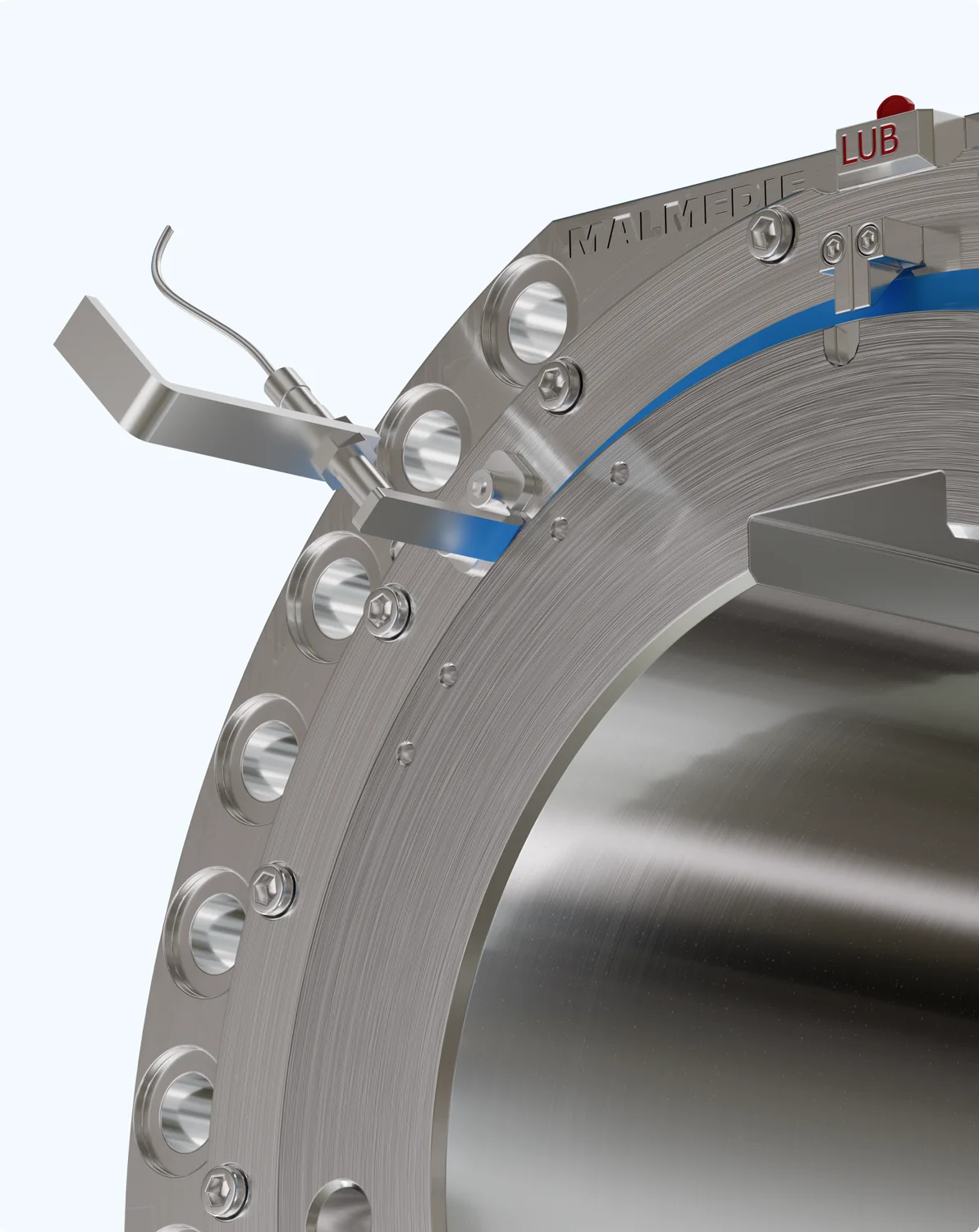 MALMEDIE drum coupling with the LifeMonitor speed sensor mounted on the housing